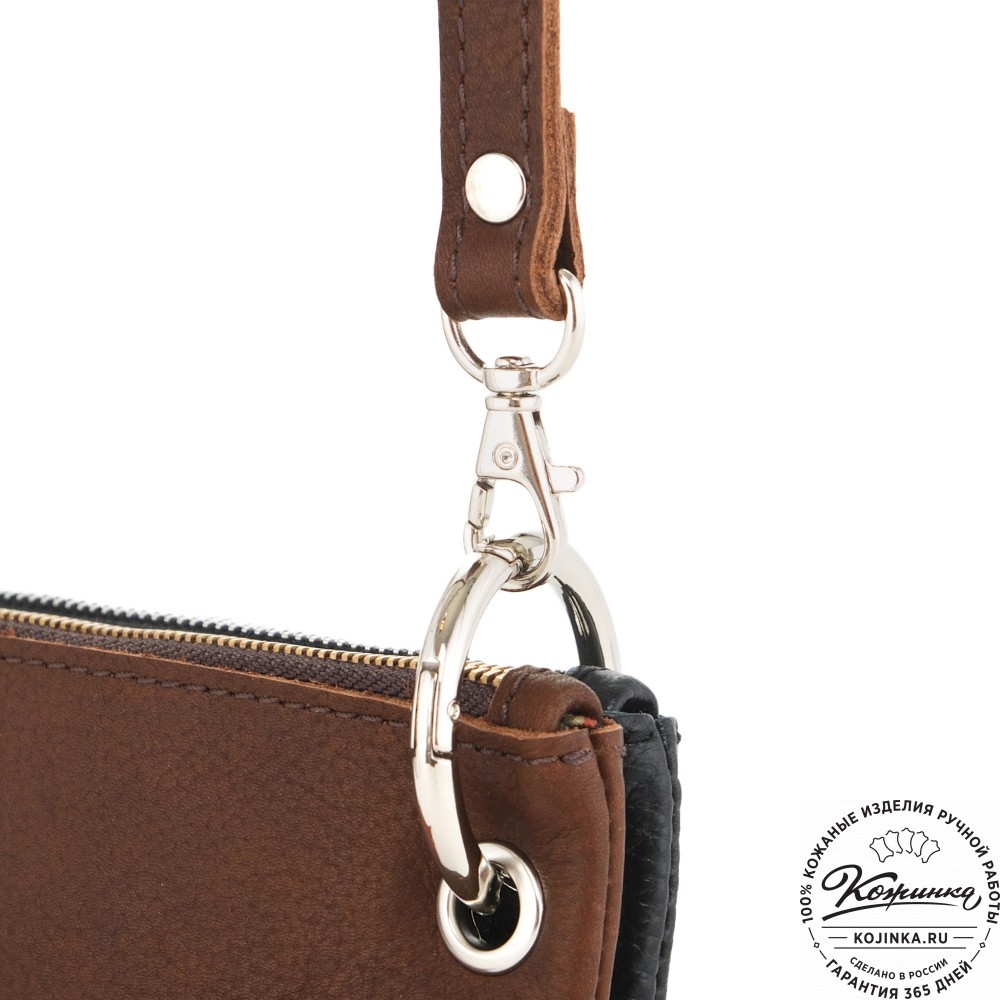 Женская кожаная сумка "Трио" (рыжий/коричневый/черный) 